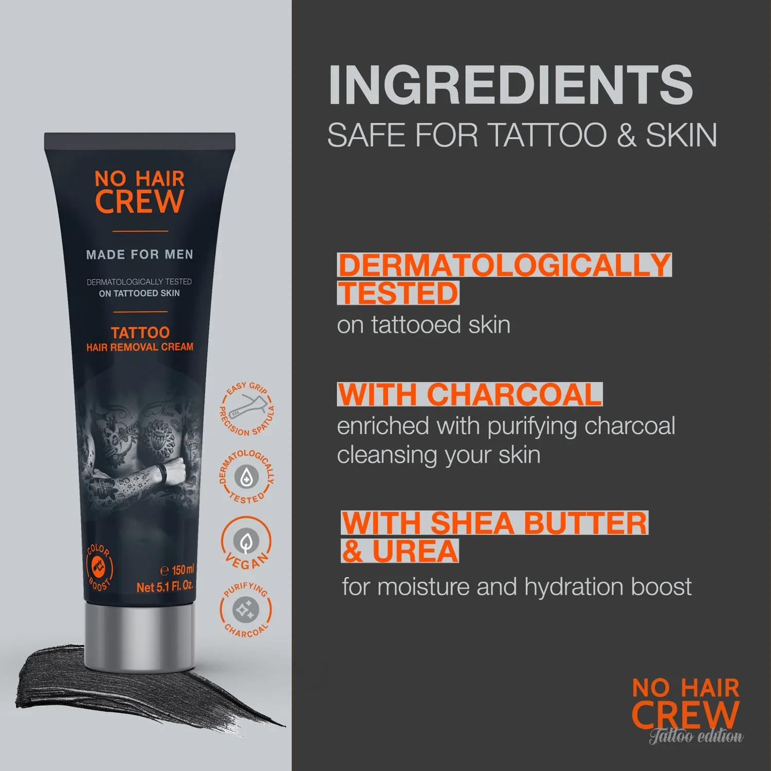 No Hair Crew Tattoo hårborttagningskräm 150 ml sheasmör