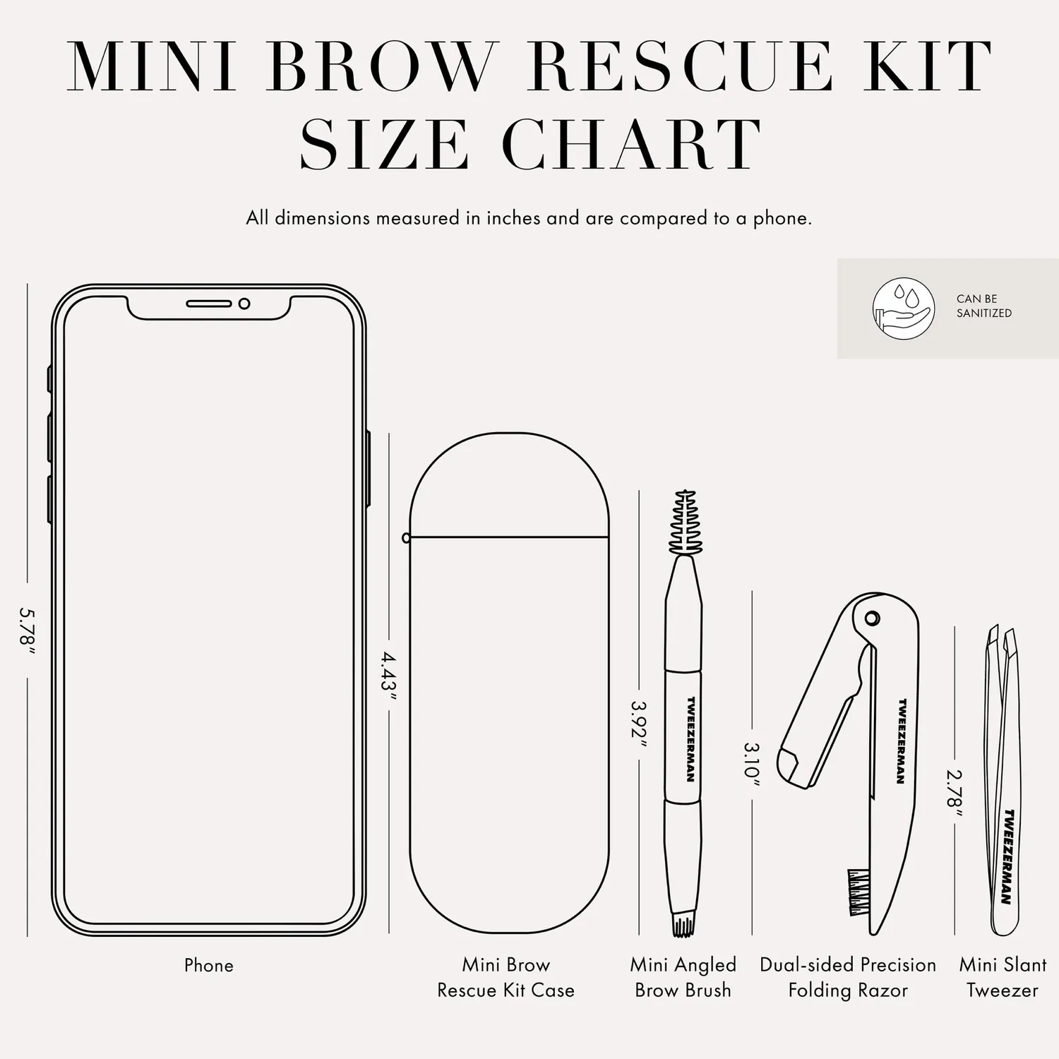 Tweezerman Mini Brow Rescue Kit brynset 3-delar resa