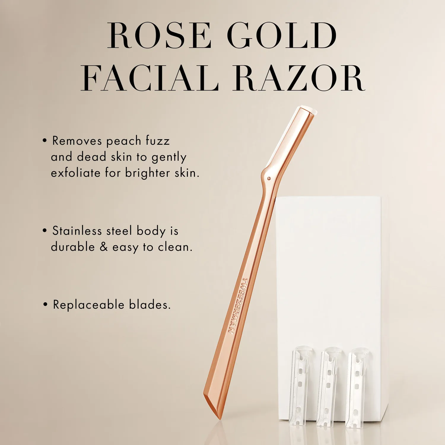 Tweezerman Rose Gold ansiktsrakhyvel roseguld