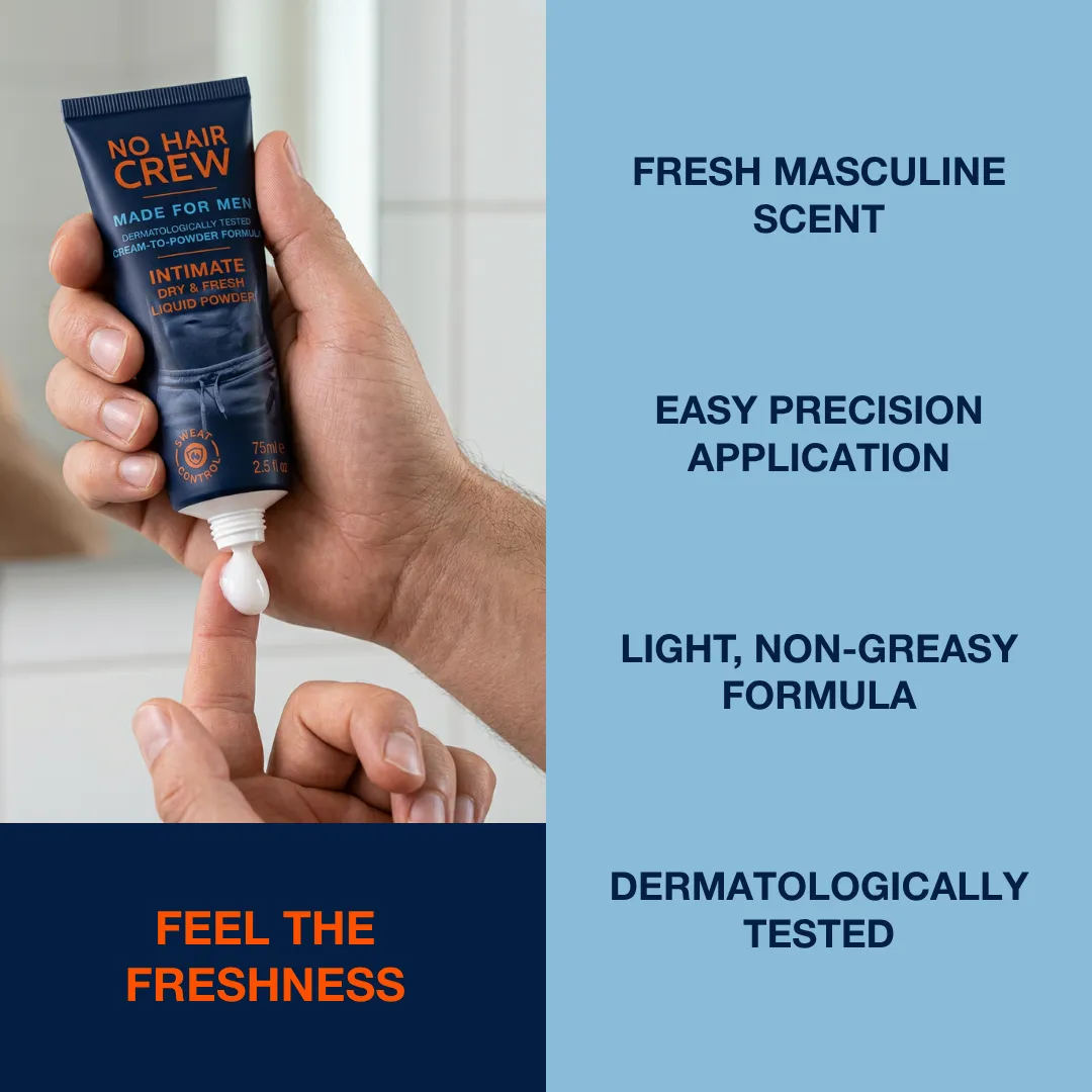 No Hair Crew Intimate Dry & Fresh flytande puder 75 ml kylande