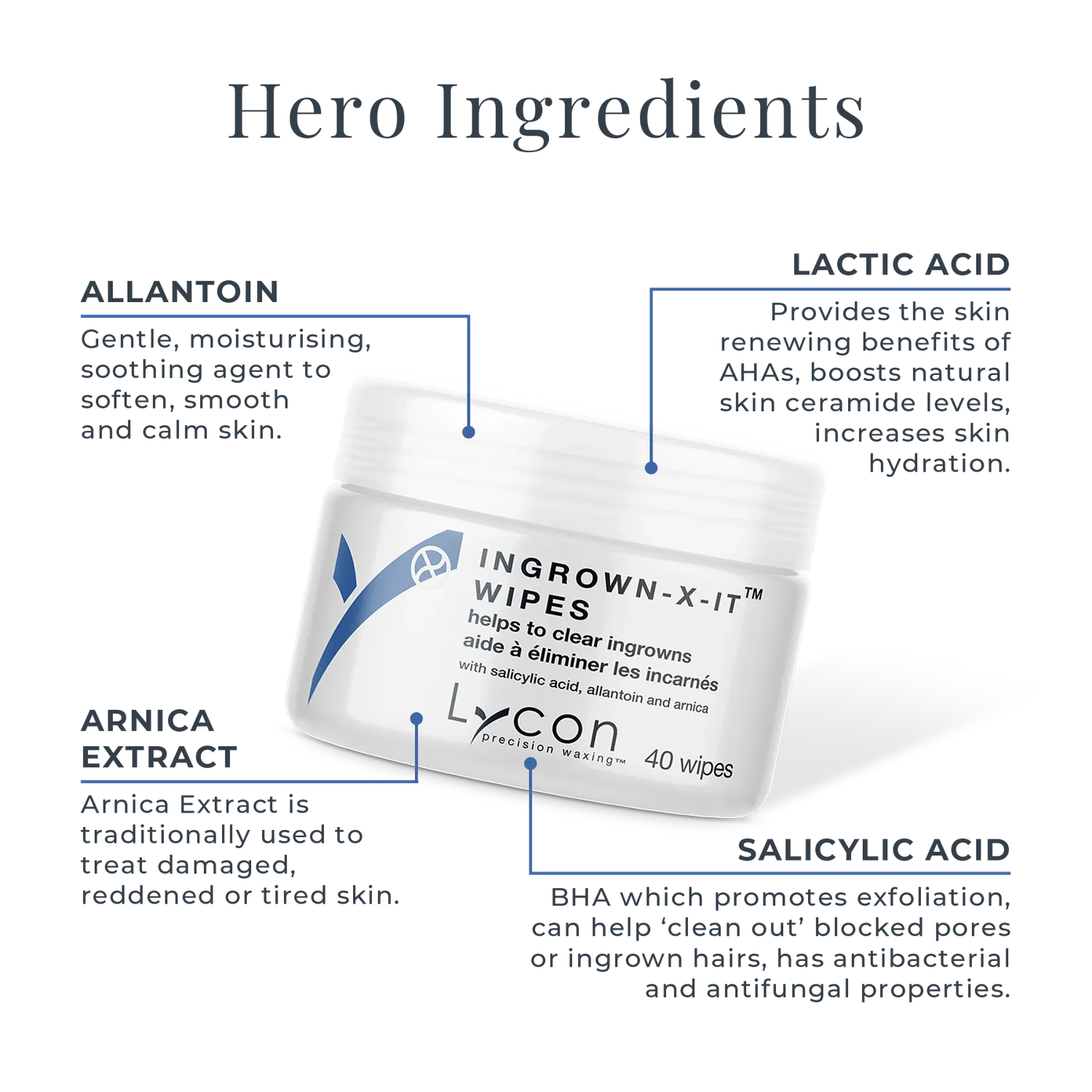 Lycon ingrown-X-it wipes mot inåtväxande 40-pack mild