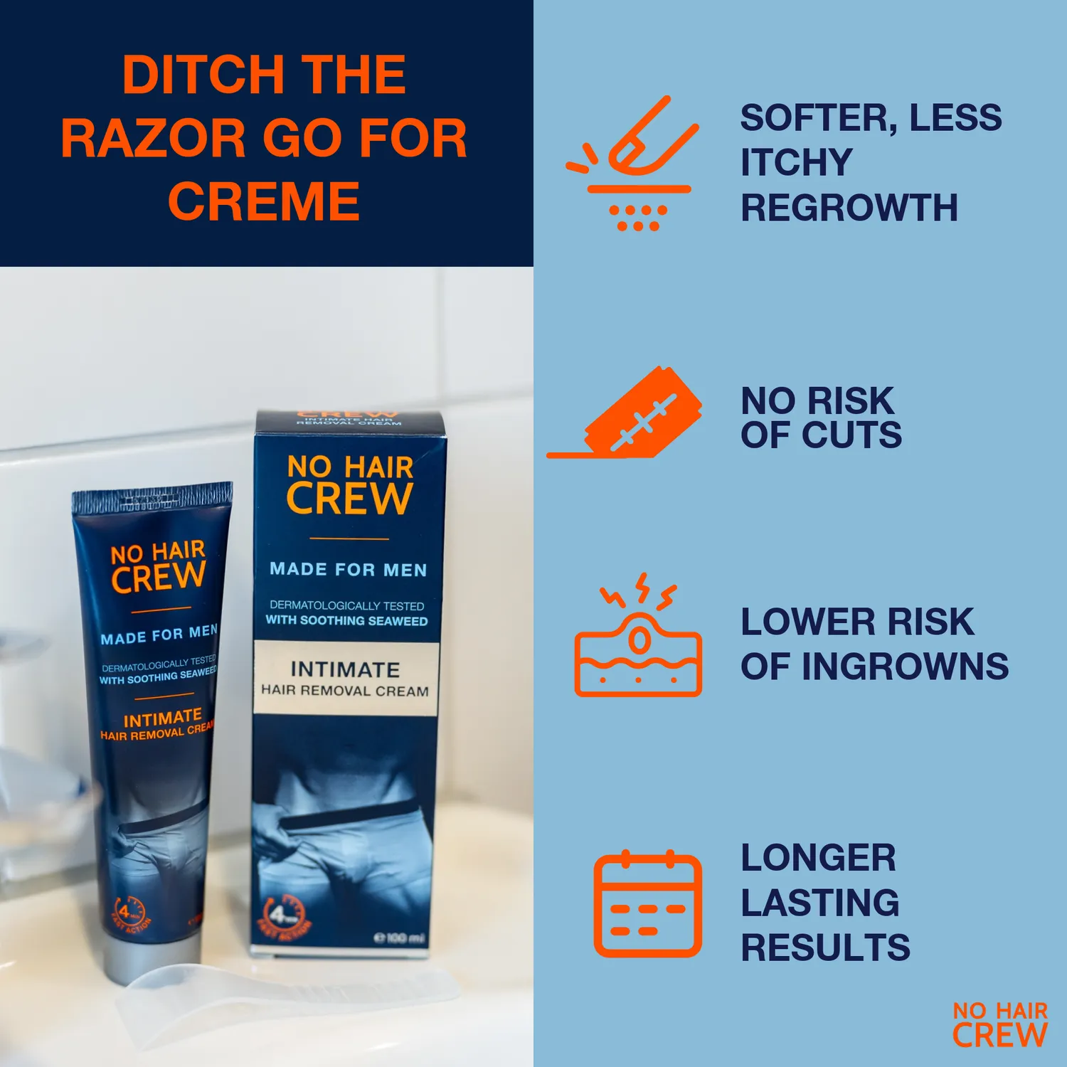 No Hair Crew Intimate hårborttagningskräm 100 ml känslig