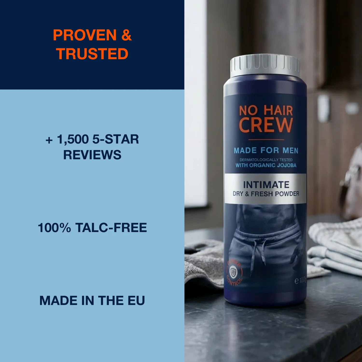 No Hair Crew Intimate Dry & Fresh intimpuder 100 g talkfri