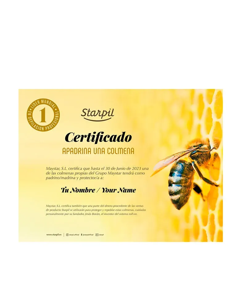 Starpil Apadrina una colmena certifikat 2022 bistöd
