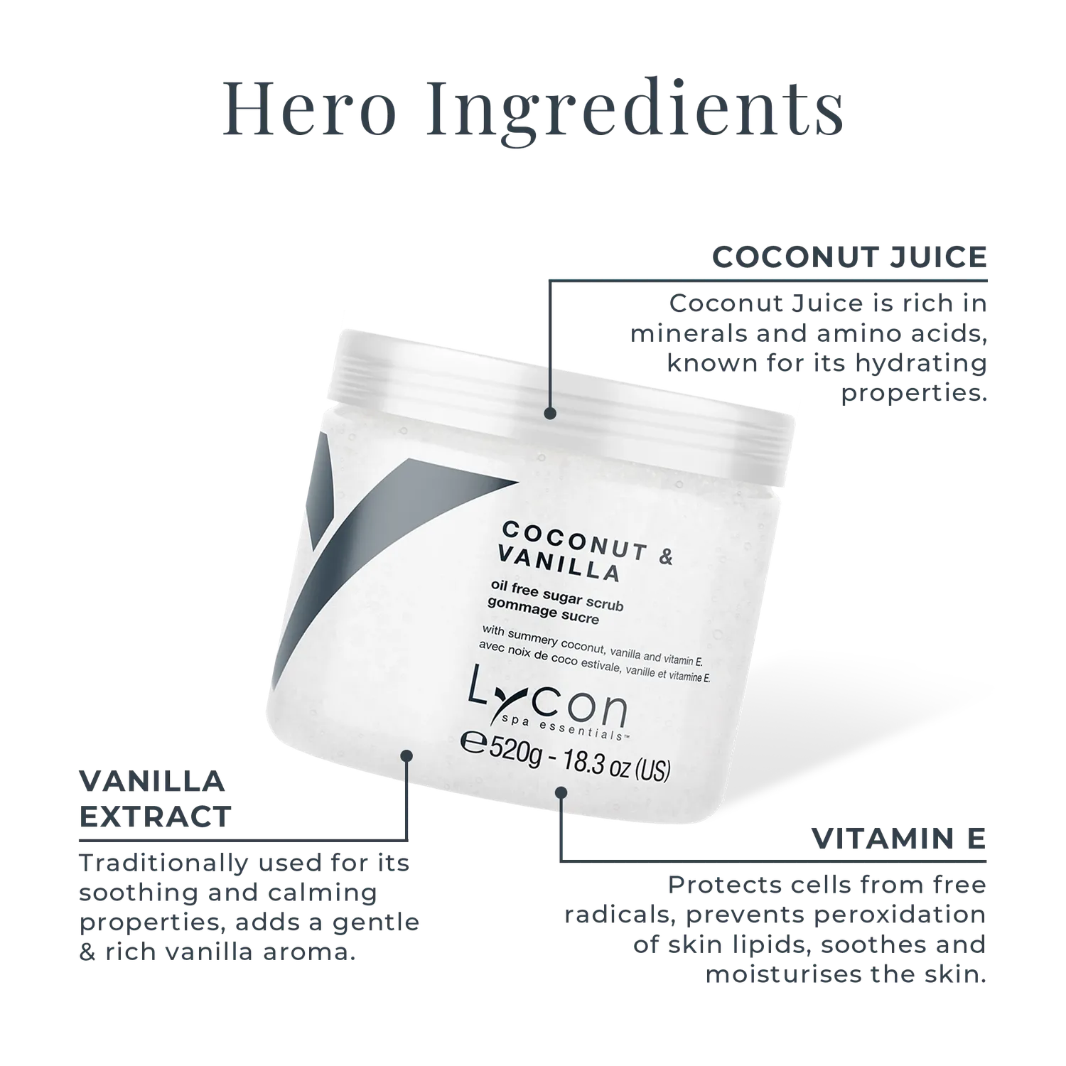 Lycon Coconut Vanilla sugarscrub 100g oljefri