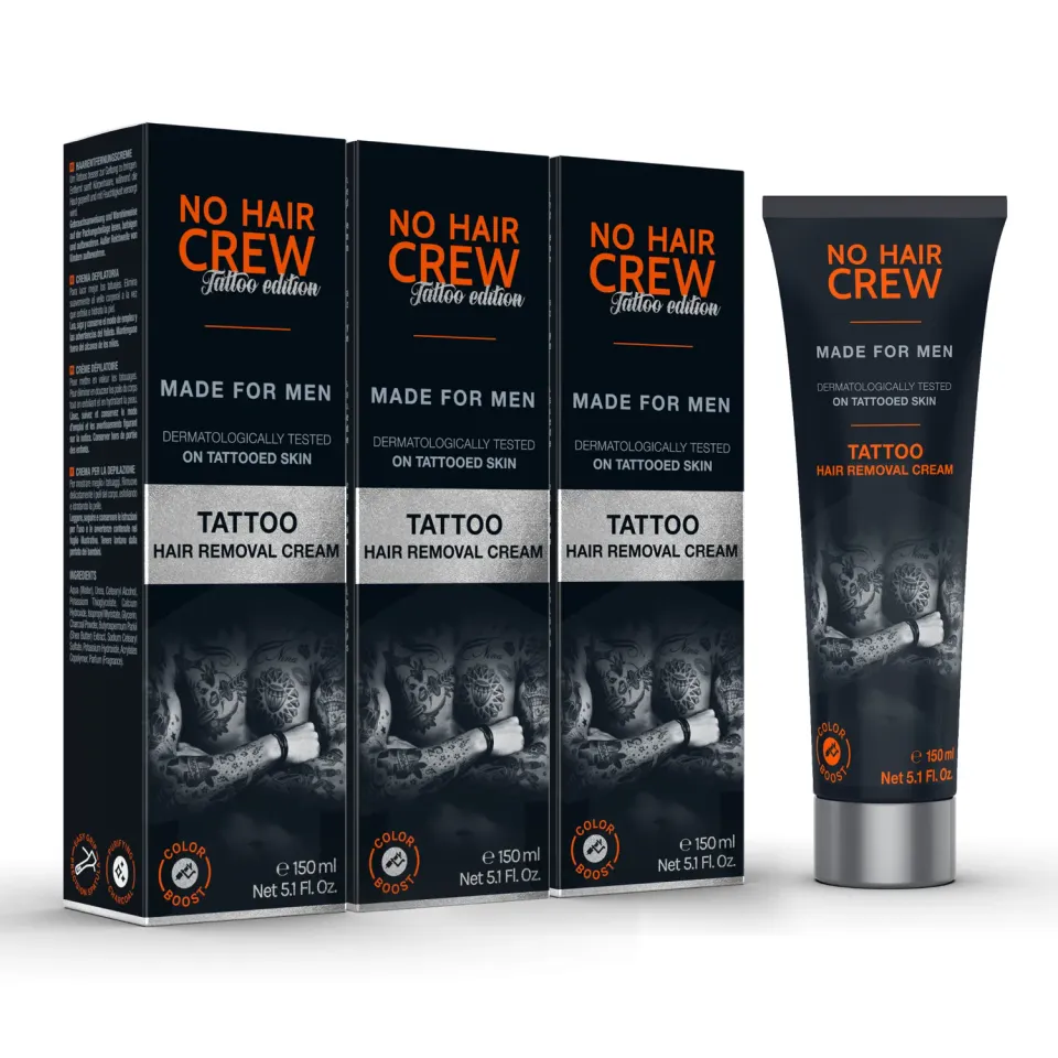 No Hair Crew Tattoo hårborttagningskräm 3x150 ml skonsam
