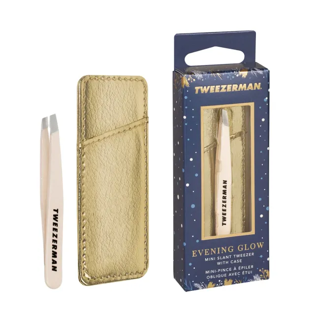 Tweezerman Evening Glow Mini Slant pincett med fodral