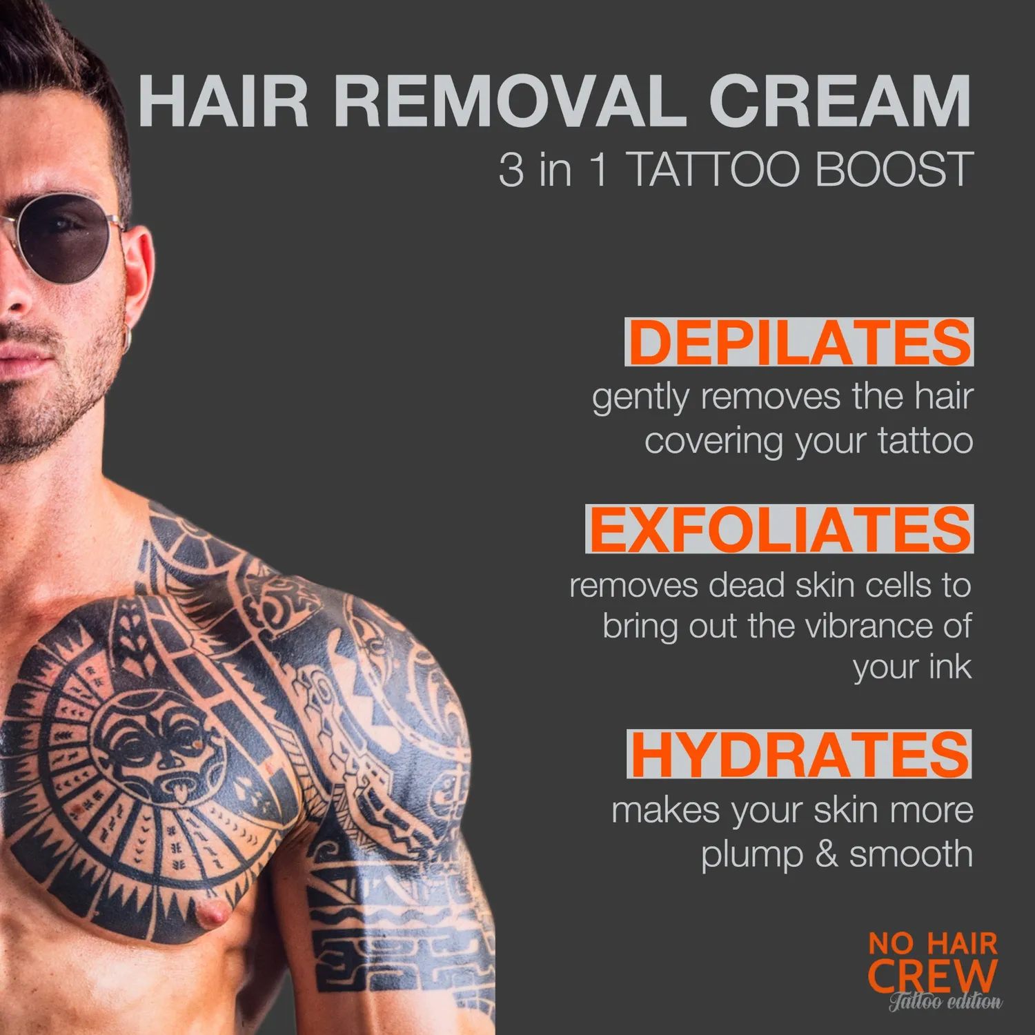 No Hair Crew Tattoo hårborttagningskräm 150 ml sheasmör