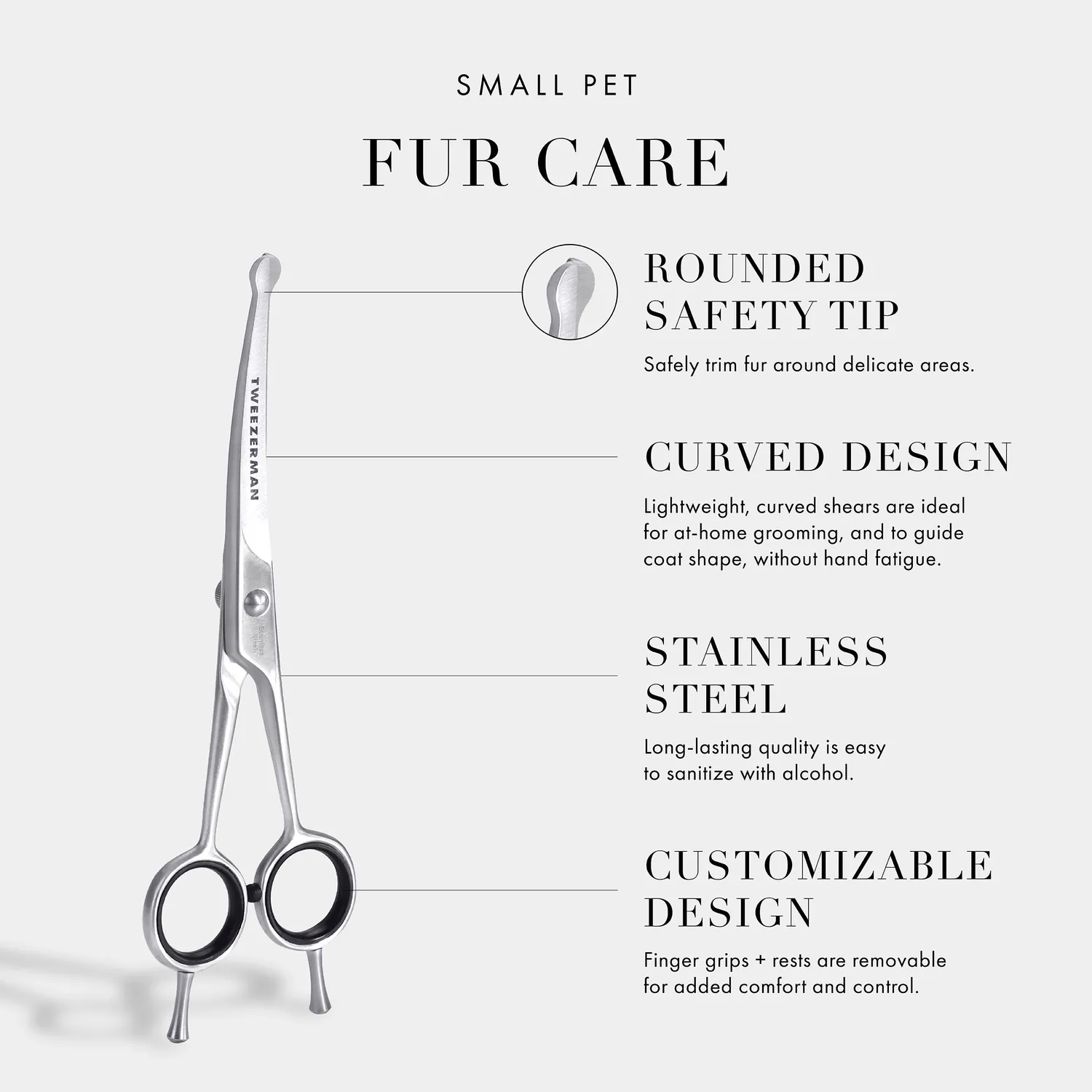 Tweezerman Curved Grooming Shears 7 pälssax böjd