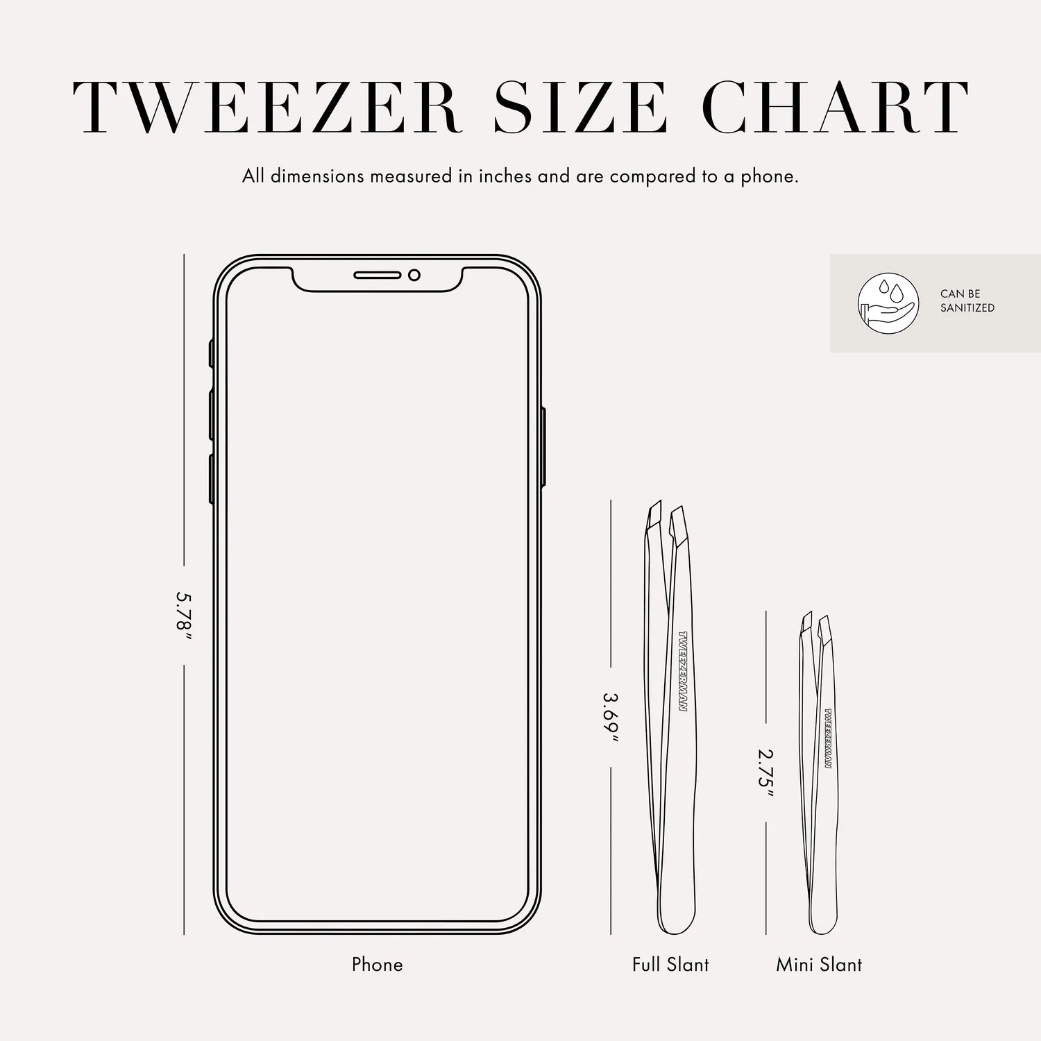 Tweezerman Dusted Onyx Mini Slant pincett svart