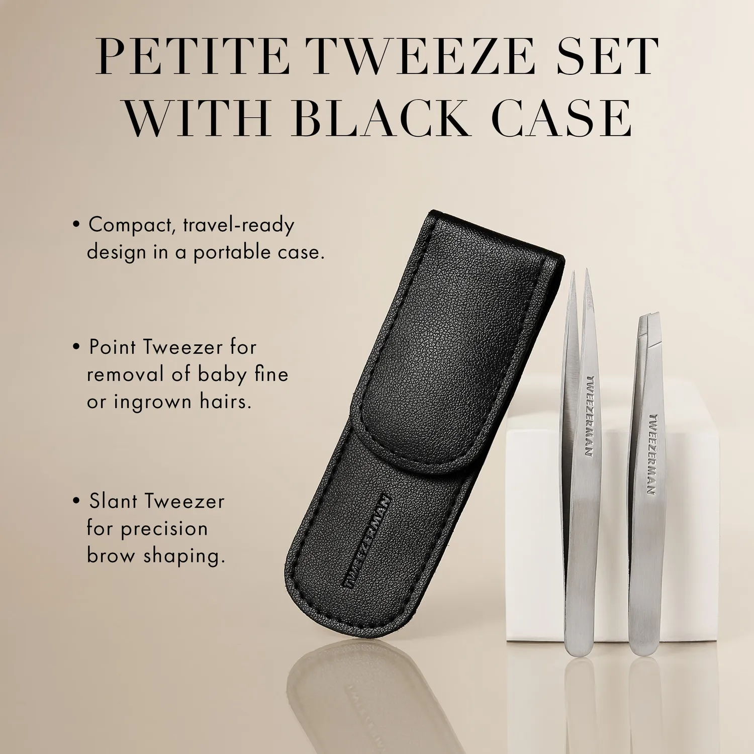 Tweezerman Petite pincettset med fodral svart