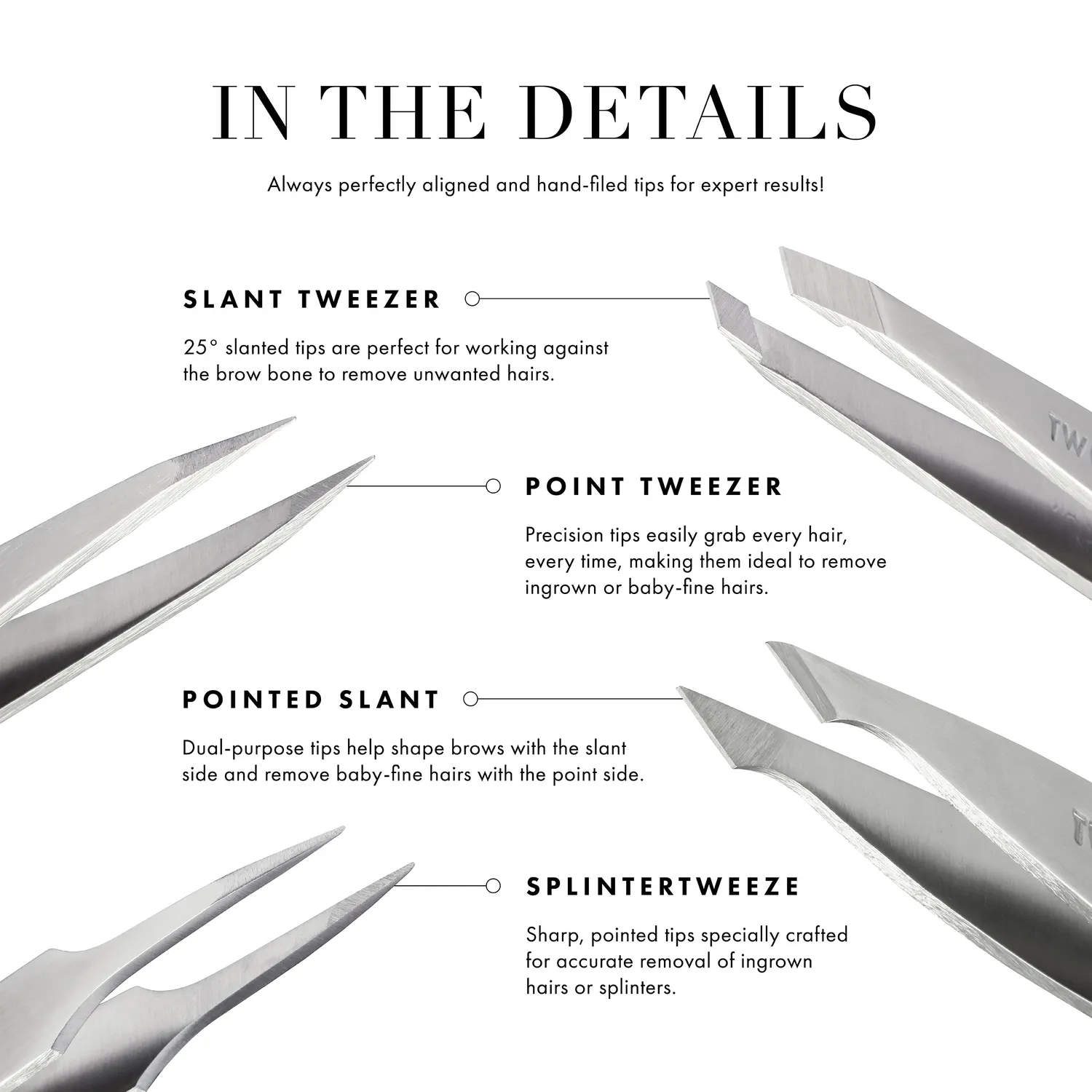 Tweezerman Pointed Slant pincett rostfri