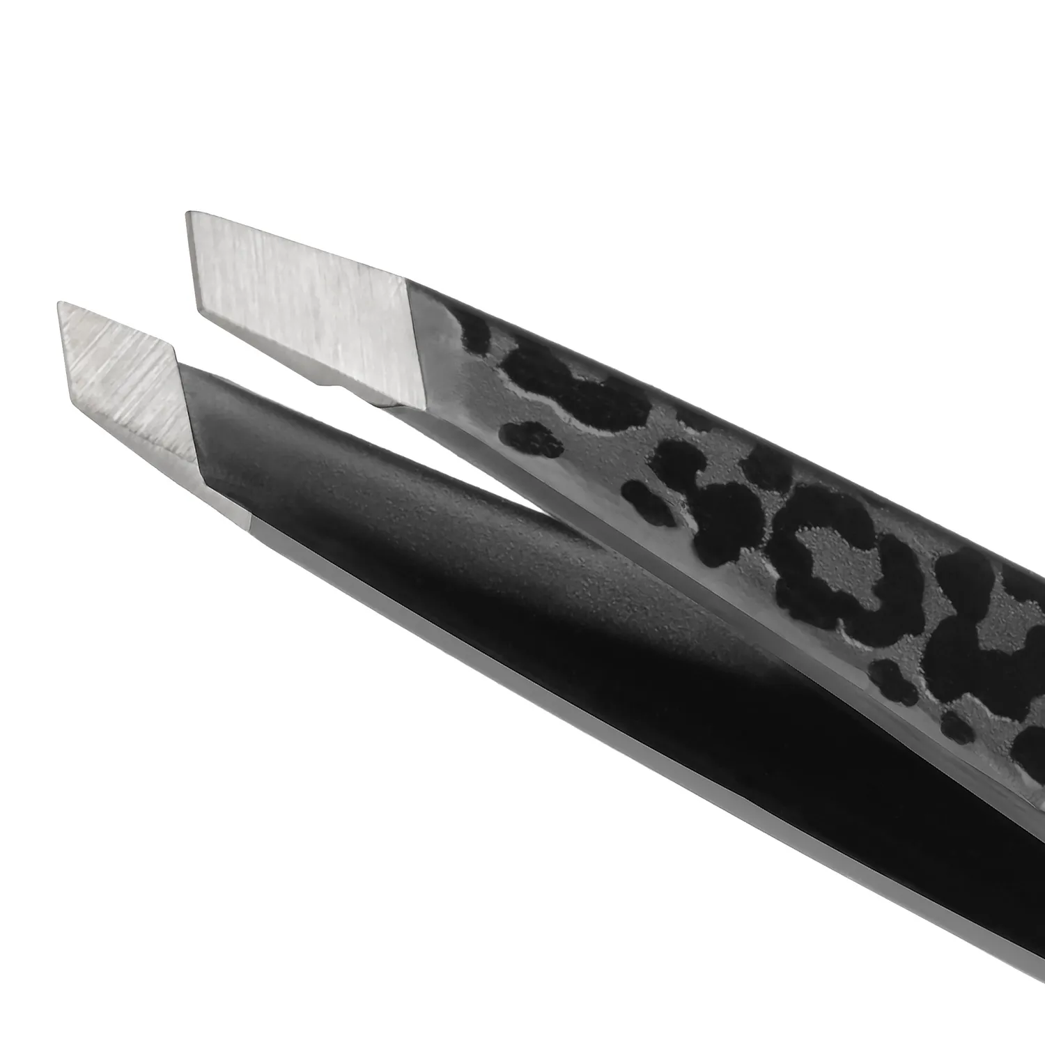 Tweezerman Mini Slant pincett Black Leopard sned