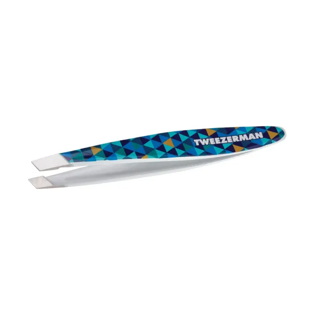 Tweezerman Mini Slant Blue Mosaic pincett blå precis