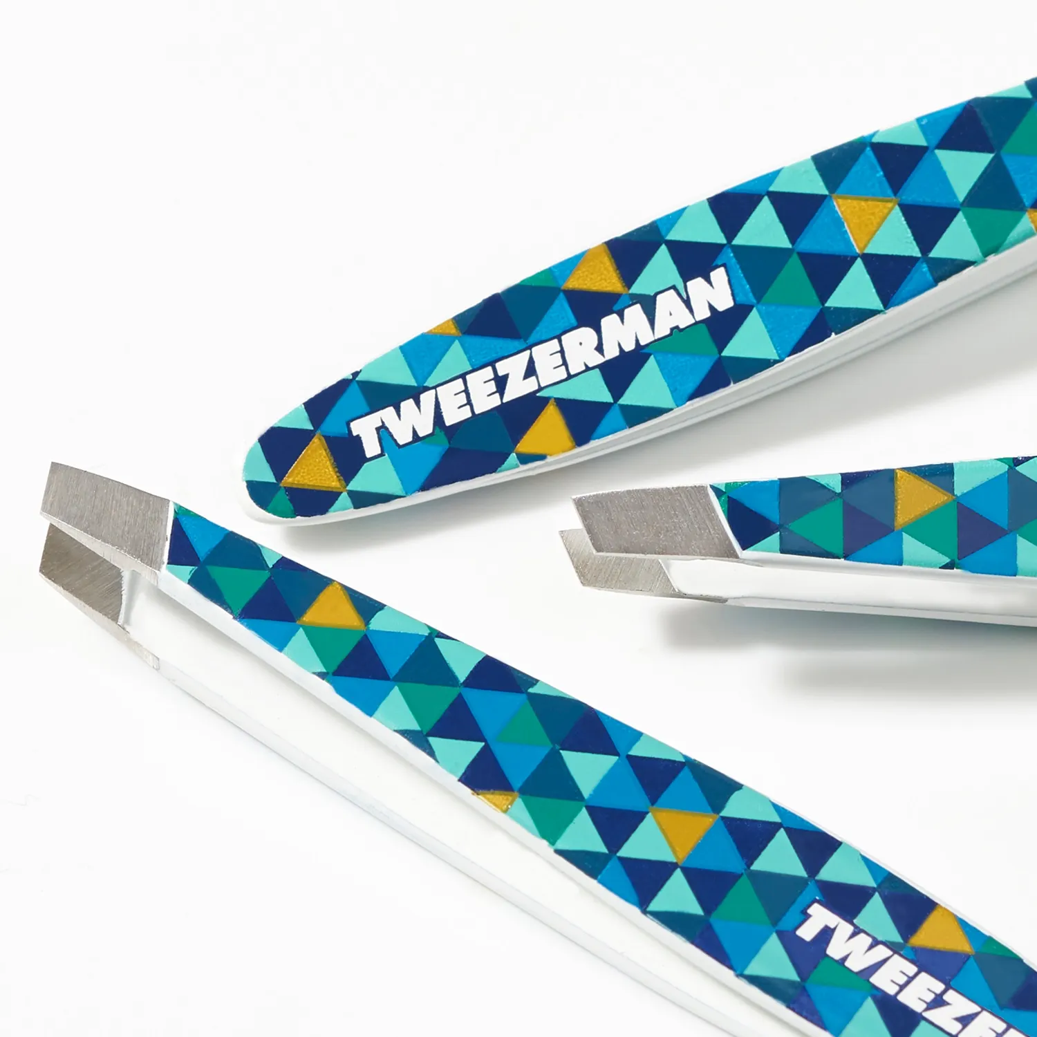 Tweezerman Mini Slant Blue Mosaic pincett blå precis