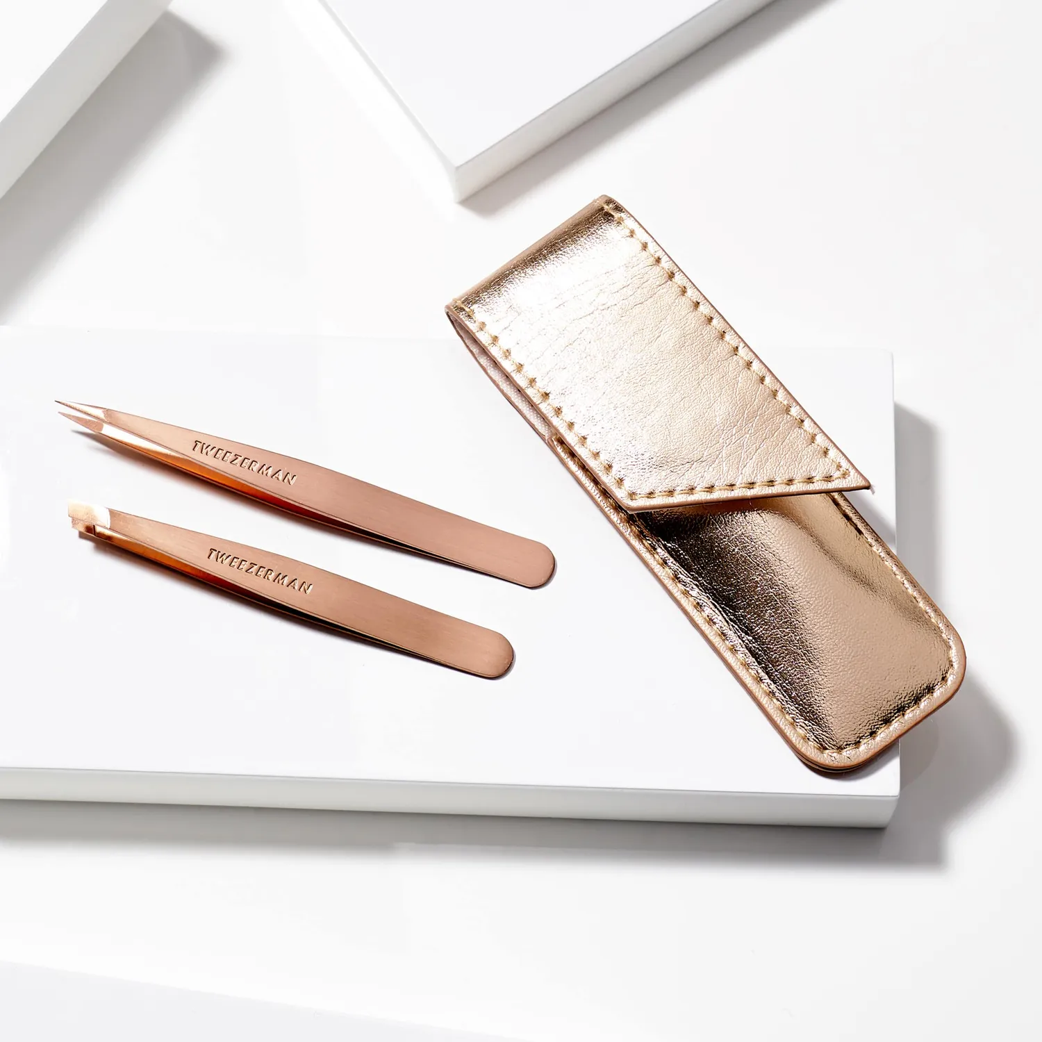 Tweezerman Petite Tweeze Set pincettset roséguld