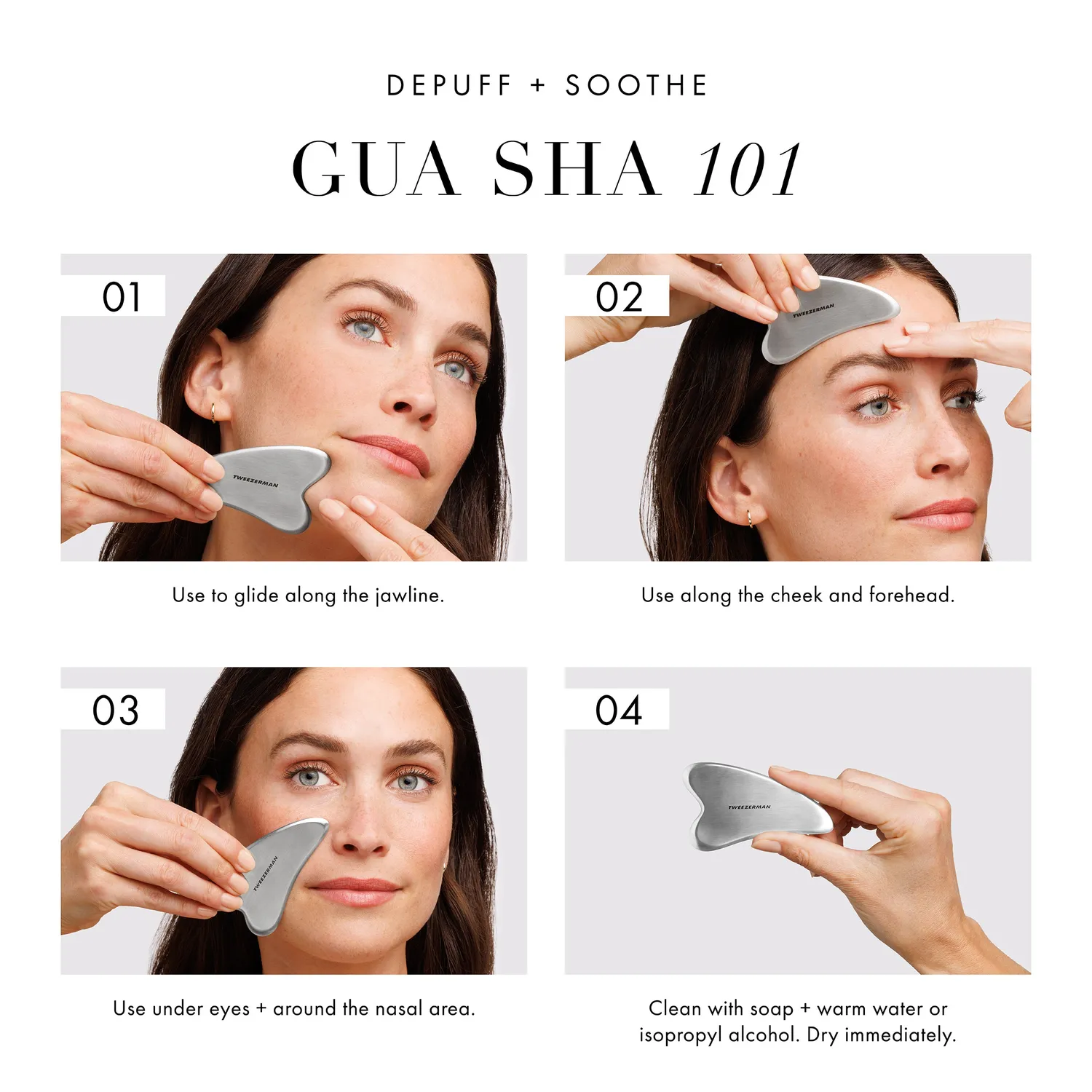 Tweezerman Stainless Steel Gua Sha ansiktsverktyg svalkande